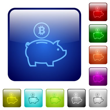 Renk bitcoin kumbara kare düğmeleri