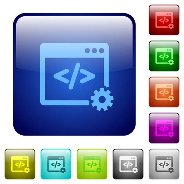 Cor desenvolvimento web botões quadrados —  Vetores de Stock