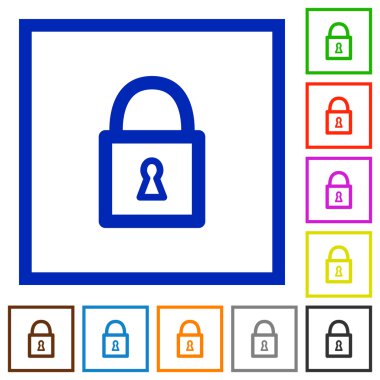 Bir kilit çerçeveli düz simgeler