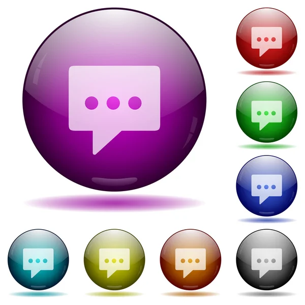 Working chat glass sphere buttons — Stock Vector
