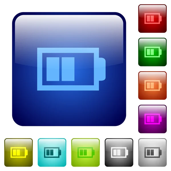 Cor metade da bateria botões quadrados —  Vetores de Stock