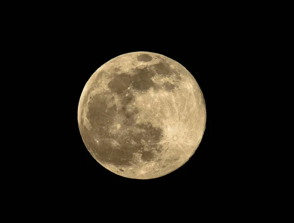 Pleine Lune Nuit Photo Prise Maison Avec Téléobjectif Zoom — Photo