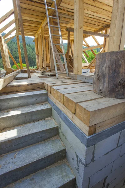 Výstavba Nového Domu Dřevem Betonem — Stock fotografie
