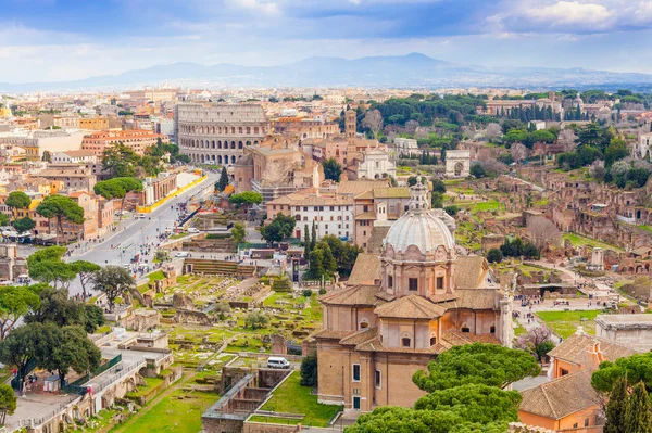 Roma Şehrinin Manzarası Talya Hava Görünümü — Stok fotoğraf