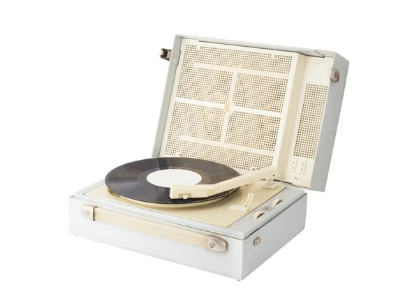 Retro vinyl record player isolated on white — Stock Photo, Image