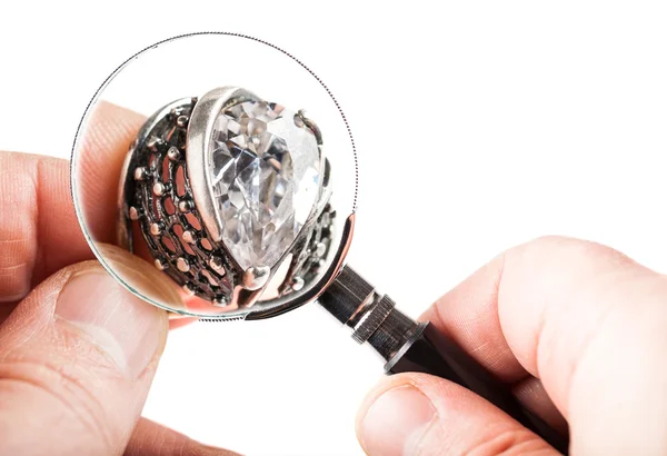 Silver ring with stone — Stock Photo, Image