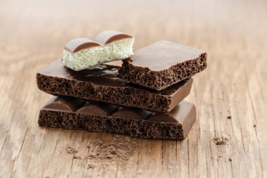 Bölüm gözenekli çikolata yakın çekim