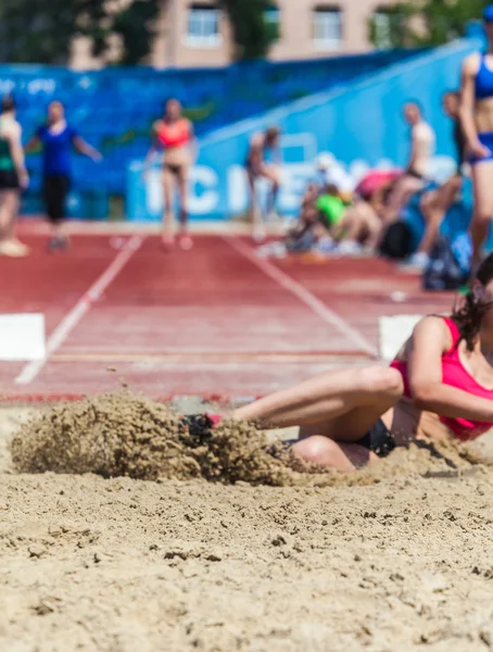 Landing in long jump — Stock Photo, Image