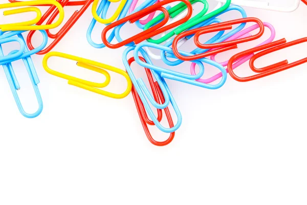 Colored paper clips close-up — Stock Photo, Image