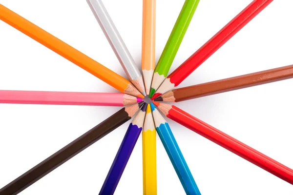 Lápices afilados multicolores primer plano — Foto de Stock