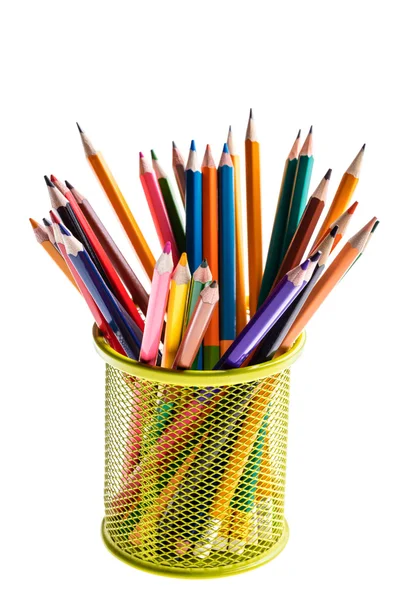 Cesta com lápis coloridos — Fotografia de Stock