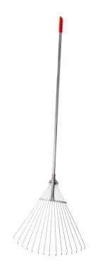 bahçe aracı, beyaz izole arkaplanı tırmıkla kapat