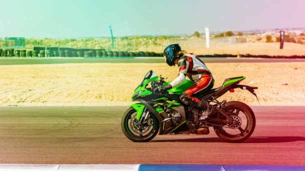 Konkurencja Wyścigi Motocyklowe Torze Sportowym — Wideo stockowe