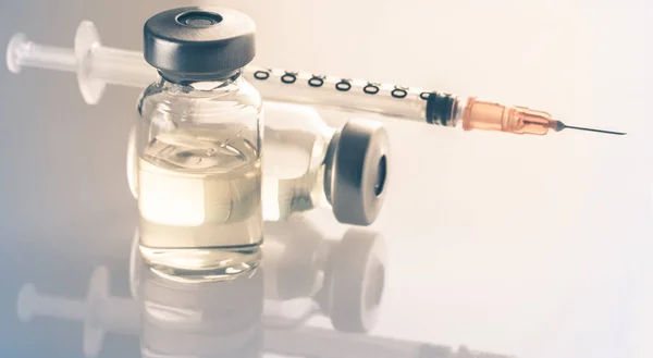 syringe and medicine bottle for injection, Influenza vaccine concept
