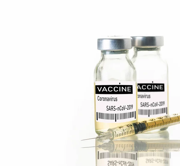 Syringe Medicine Bottle White Background — Stock Photo, Image