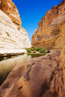 Nehrin dibinde sızıntı ile derin gorge 