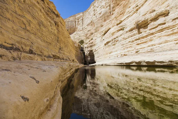 Desfiladeiro deserto com uma água natural — Fotografia de Stock