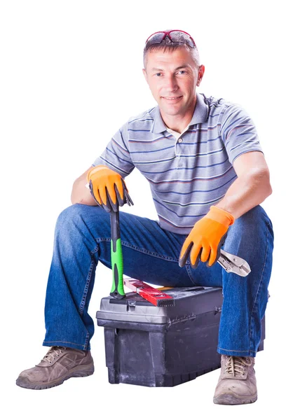 Hombre trabajador sentado — Foto de Stock