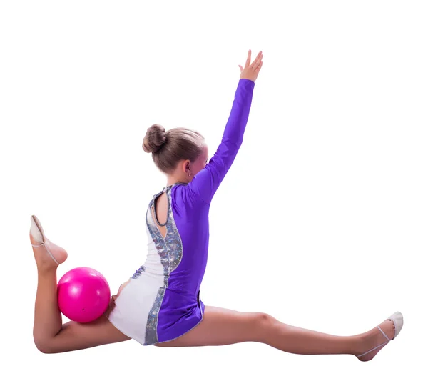 Meisje gymnast met een bal — Stockfoto