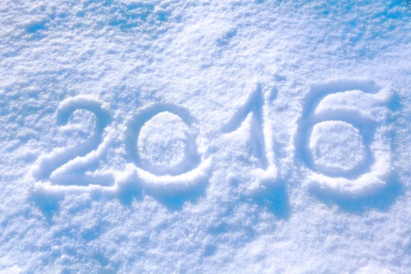 2016 inscription on the snow — 图库照片