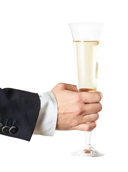 Бокал шампанского в женской руке — стоковое фото