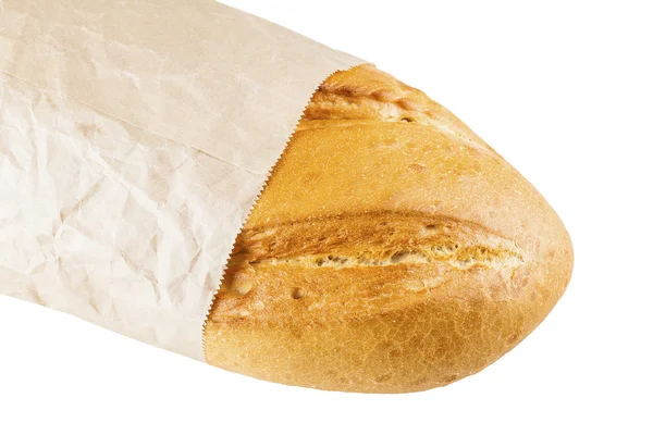 Pão longo branco na embalagem de papel — Fotografia de Stock