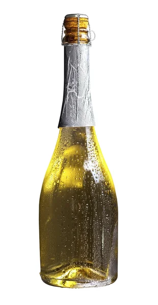 Botella de champán en gotas — Foto de Stock
