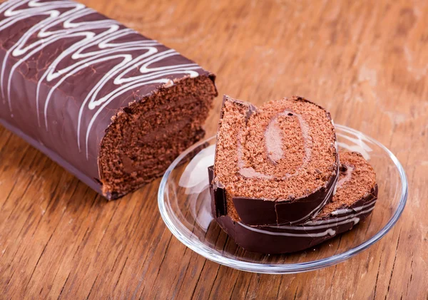 Sweet roll filled with chocolate — Stock Photo, Image