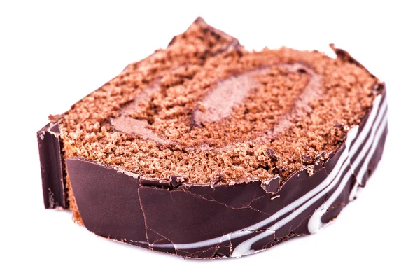 Piece of chocolate roll closeup — Stock Photo, Image