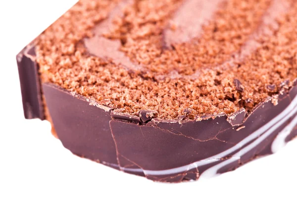 Slice of chocolate roll closeup — Stock Photo, Image