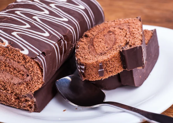 Plate of chocolate dessert — Stock Photo, Image