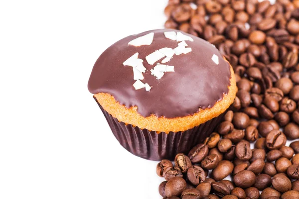 Kahve taneleri ile cupcake — Stok fotoğraf