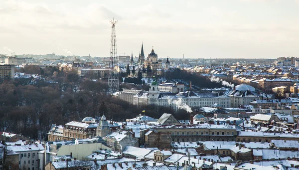 Das historische zentrum der stadt lviv, blick von oben — Stockfoto