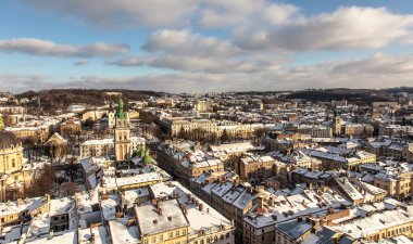 Tarihi Merkez şehri Lviv, üstten görünüm