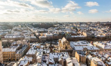 Tarihi Merkez şehri Lviv, üstten görünüm