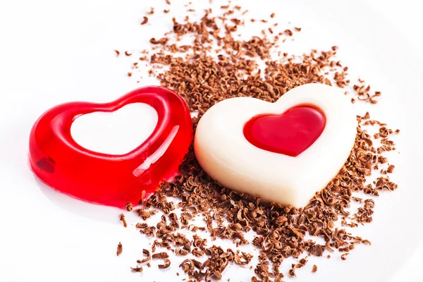 Gelatina al cioccolato a forma di cuore — Foto Stock