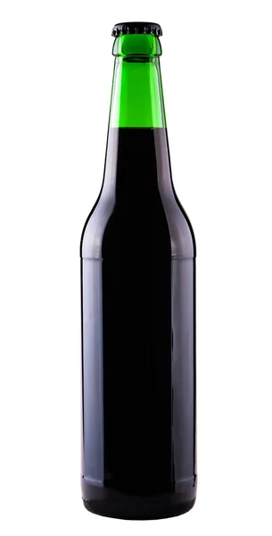 Cerveja escura em uma garrafa de vidro — Fotografia de Stock