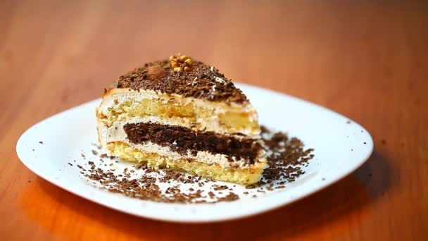 Шматочок тортного шоколаду — стокове відео