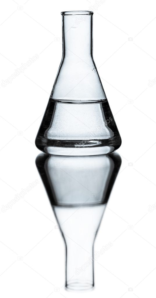 Glass flask with liquid