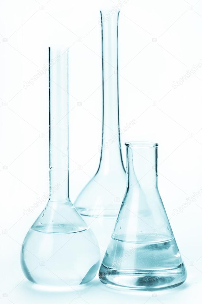 variety of glass bulbs with reagents 