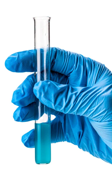 Chemical test tube in hand — Stock Photo, Image