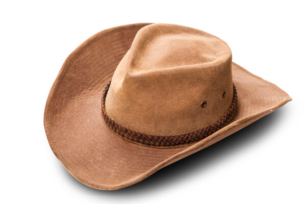 leather cowboy hat closeup 