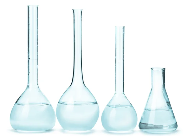 Variedade de lâmpadas de vidro com reagentes — Fotografia de Stock