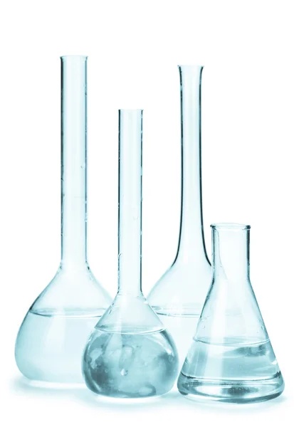 Set of flasks with reagents — Stock Photo, Image