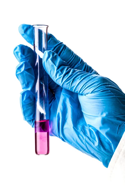 Chemical test tube in hand — Stock Photo, Image