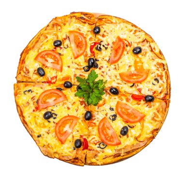 taze sıcak pizza domates ile 