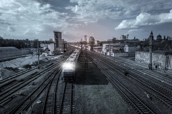 Vias ferroviárias e ferroviárias em movimento — Fotografia de Stock
