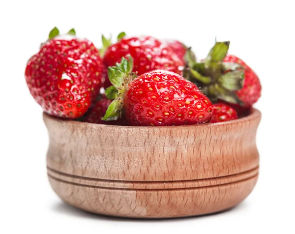 Strawberry in wooden bowl — Stock Photo, Image