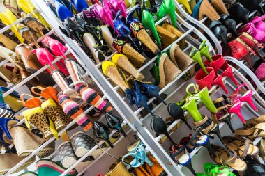 Rack with shoes on heels