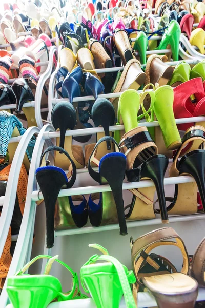 Rack with female shoes 